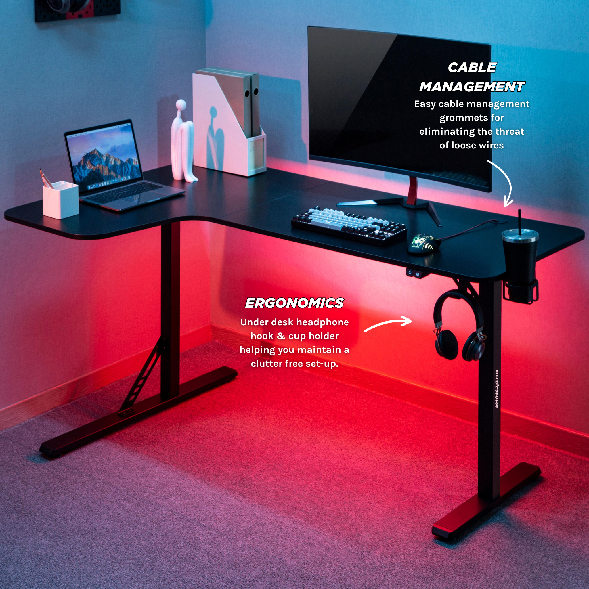 L newest shape gaming desk