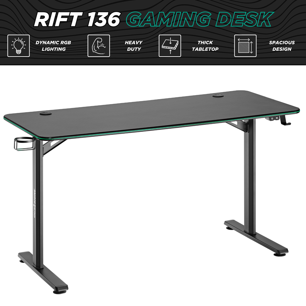 
                      
                        Rift Gaming-Schreibtisch – 113 und 136 cm breit
                      
                    