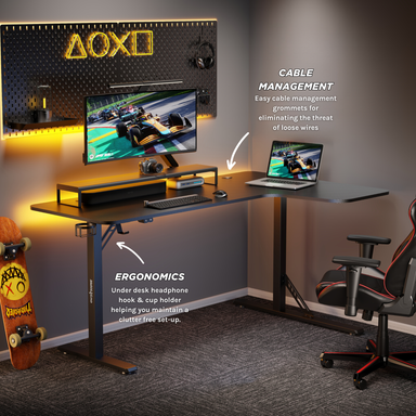 Citadel Corner L Shaped Gaming Desk | Outshine Gaming Desk | Free
